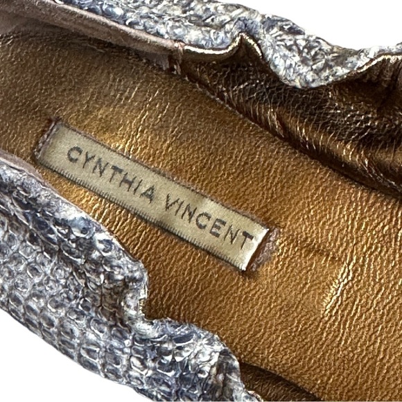 Cynthia Vincent Leather Snake Print Aztec Embroidered Ballerina Flats Size 7.5 - Picture 5 of 7